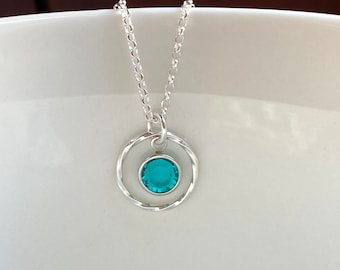 Sterling Silver Eternity December Birthstone Necklace, Swarovski Birthstone Zircon, Personalised Twisted Ring Necklace, Gift for Her UK shop