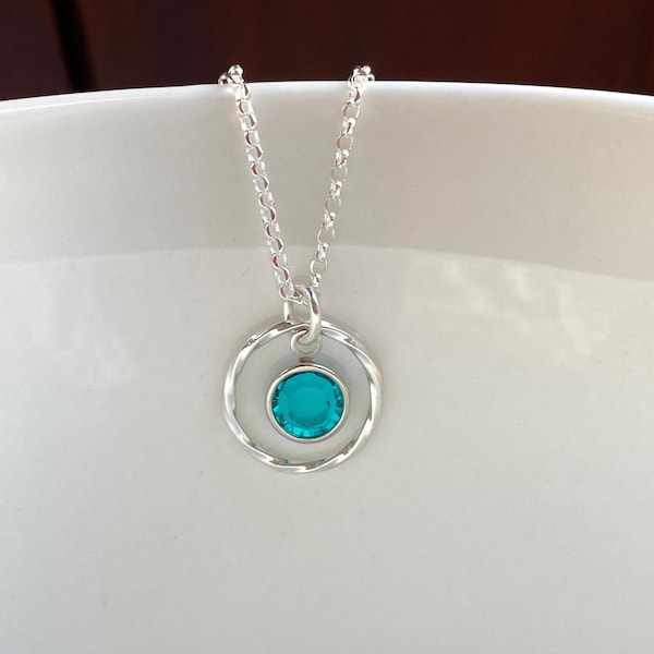 Sterling Silver Eternity December Birthstone Necklace, Swarovski Birthstone Zircon, Personalised Twisted Ring Necklace, Gift for Her UK shop