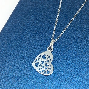Sterling Silver Heart necklace, Silver Heart Necklace, Silver Filigree necklace, Minimalist jewellery,  Layering necklace, UK Etsy shop