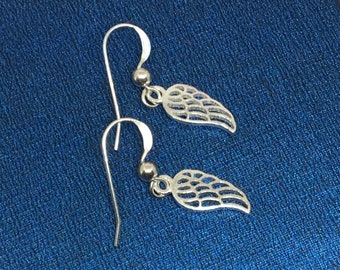 Feather earrings in sterling silver and crystals Silver