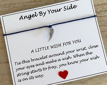 天使の翼の願いブレスレット、あなたのそばにいる天使のブレスレット、守護天使のブレスレットギフト、メモリアル・思い出のギフト、カラーの選択、英国ショップ