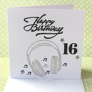 Kopfhörer alles Gute zum Geburtstag Karte, personalisierte Karte, Musik-Liebhaber, Kopfhörer-Design, leere Innen, UK Shop