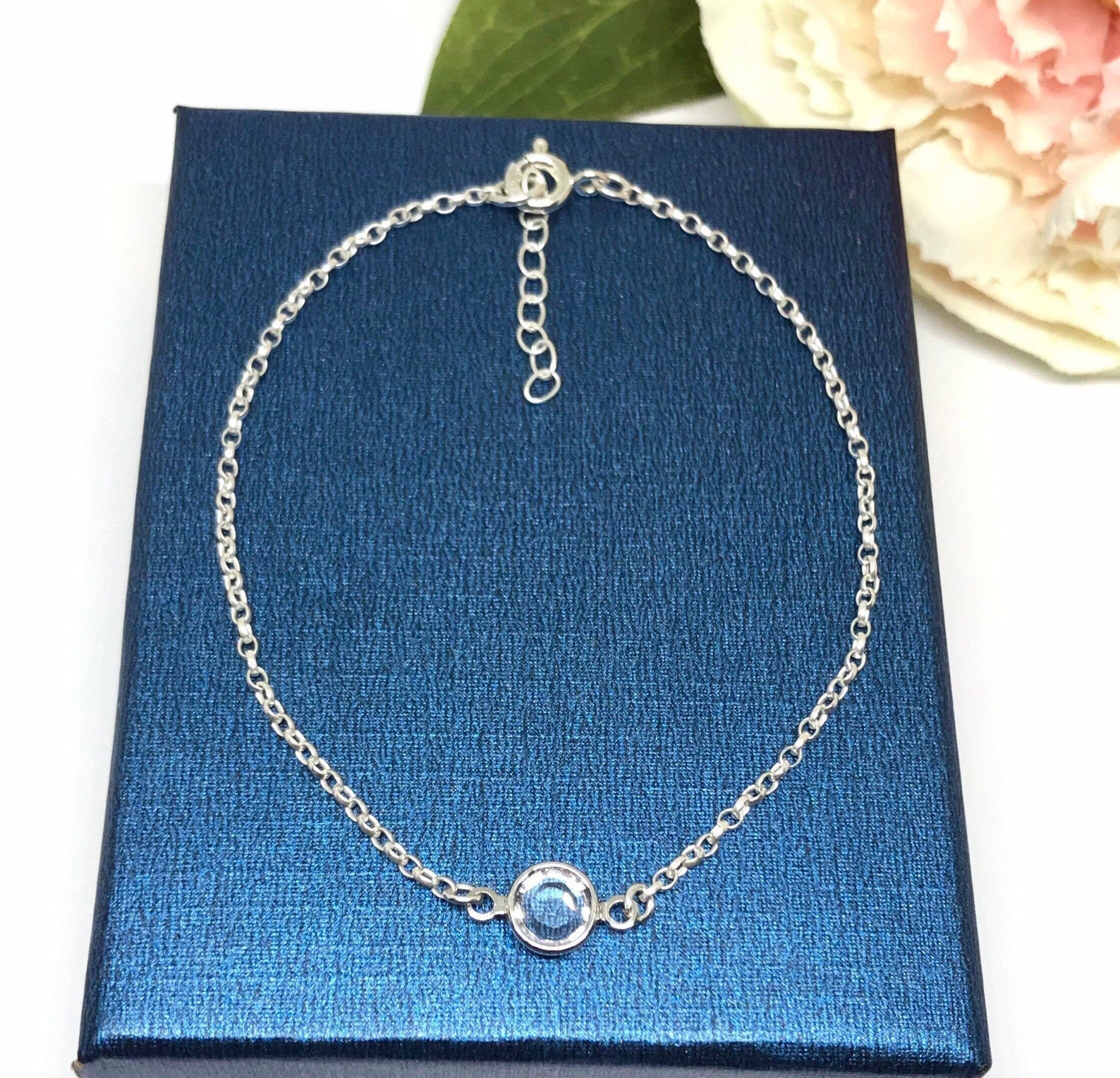 April Birthstone Bracelet Sterling Silver Swarovski Diamond Etsy UK