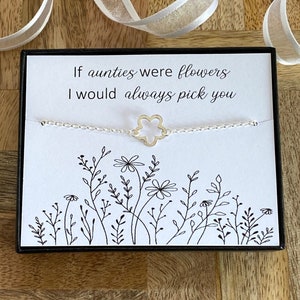 Auntie Sterling Silver Flower Bracelet, Auntie Personalised Gift, If Aunties Were Flowers I’d Pick You, Birthday Christmas Gift Idea, UK