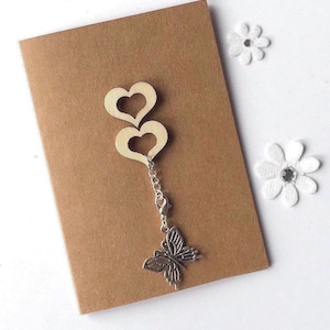 Keepsake Butterfly Charm Card, Blank Inside, Personalized Keepsake Card, Spread Your Wings, Brown Kraft Card, Friendship, Just to Say, UK