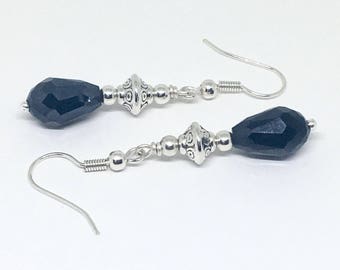 Tear Drop Earrings, Black and Silver Tear Drop Earrings, Elegant Earrings, Evening Wear Earrings, Drop Earrings, Dangling Earrings,