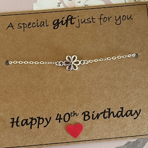 40.Geburtstag Silber Blumen Armband, ein besonderes Geschenk nur für Sie, versilbertes Armband, 40.Geburtstag Geschenk, Mutter, Tante, Freund, UK