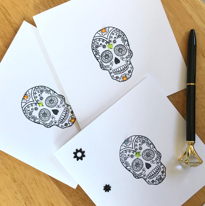 Skull Greeting Card Skull Birthday Card Day of the Dead Friendship Card Intricate Sugar Skull Card Dia de los Muertos UK