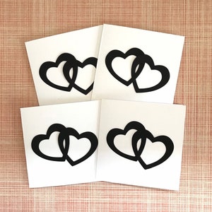 Set of 4 Heart Note Cards 4 x 4 inches, Heart Themed Cards, Blank Note Cards, Just To Say Cards, Memo Cards, Thank You Cards, Handmade UK
