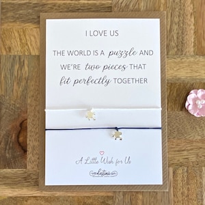 Braccialetto puzzle anniversario abbinato per coppie, regalo "I Love Us", braccialetto regolabile per coppie e amici, regalo di Natale per lui e per lei, Regno Unito