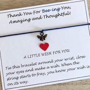 Thank You For Bee-ing You, Tolles und nachdenkliches–Bienen Wunsch armband, Bronze Freundschaftsarmband & Andenken Karte, Unisex Armband Geschenk, UK