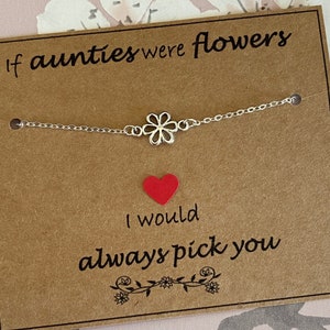 Se le zie fossero fiori, sceglierei sempre te - Bracciale con fiori in argento, bracciale con catena placcata in argento, regalo speciale per zie, negozio nel Regno Unito