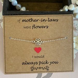 If Mother-In-Laws Were Flowers, I Would Always Pick You Quote-Silver Flower Bracelet, Silver Plated Chain Bracelet, Mother-In-Laws Gift Uk image 4