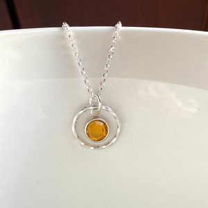 Sterling Silver Eternity November Birthstone Necklace, Swarovski Birthstone Topaz, Personalised Twisted Ring Necklace, Gift for Her, UK shop