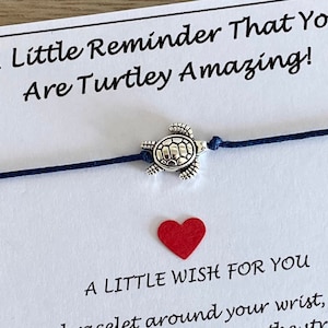 Pulsera de deseos con la frase "You Are Turtley", pulsera con dije de tortuga, pulsera de amistad inspiradora y tarjeta de recuerdo, regalo de cumpleaños unisex, Reino Unido