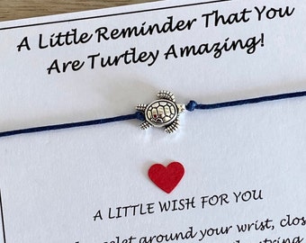You Are Turtley Amazing Wish Bracelet, Turtle Charm Bracelet, Inspirational Friendship Bracelet & Keepsake Card, Unisex Birthday Gift, UK