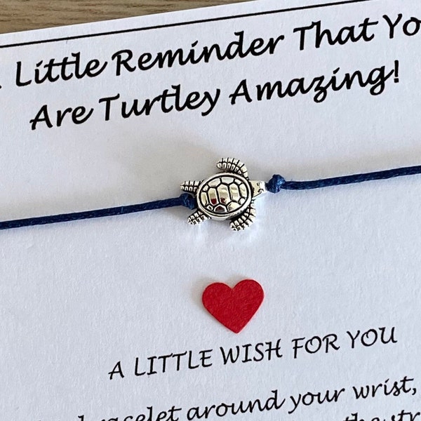You Are Turtley Amazing Wish Bracelet, Turtle Charm Bracelet, Inspirational Friendship Bracelet & Keepsake Card, Unisex Birthday Gift, UK