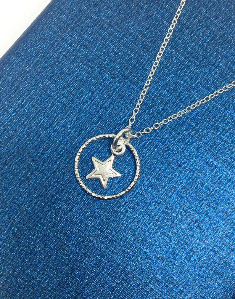 Gift for Her Uk Seller Sterling Silver Star and Eternity Ring Pendant Silver Star Necklace Everyday Necklace Silver Eternity Necklace