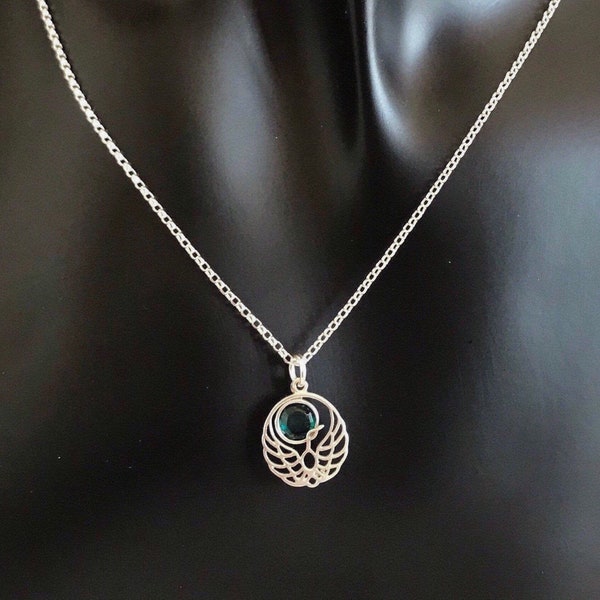 Superbe collier phénix personnalisé en argent sterling, pendentif phénix en argent, bijoux avec pierre de naissance phénix, argent 925, cadeau pour elle, Royaume-Uni