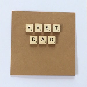 Mejor tarjeta de azulejos de madera para papá, tarjeta de cumpleaños para papá, linda tarjeta para el día del padre, tarjeta para papá, tienda del Reino Unido