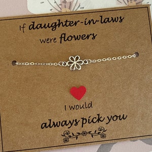 Se le nuore fossero fiori, sceglierei sempre te - Bracciale con fiori in argento, bracciale con catena placcata in argento, regalo per la nuora