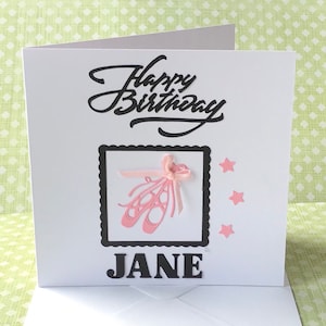 Biglietto ballerina personalizzato, biglietto di compleanno personalizzato, biglietto di ringraziamento per insegnante di balletto personalizzato, biglietto ballerina, biglietto interno vuoto, Regno Unito