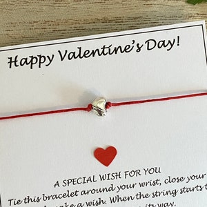 Braccialetto del desiderio del cuore di San Valentino, braccialetto regolabile di San Valentino felice, regalo di San Valentino unisex, gioielli di San Valentino, negozio del Regno Unito