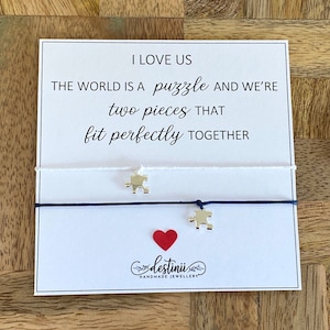 Bracelet puzzle d'anniversaire assorti pour couple, cadeau Je nous aime, bracelet réglable pour amis, cadeau de bas de Noël pour lui