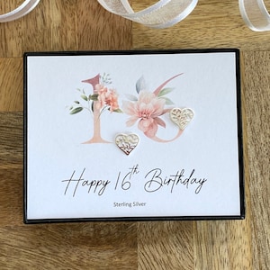 16.Sterling Silber Herz Ohrstecker, Zierliche Herz Ohrringe, 16.Geburtstagsgeschenk, Minimalistische Damen Ohrringe, Geschenkbox, Zitat Karte, UK