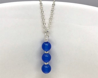 Blue Agate Gemstone Necklace in Silver Plated, Blue Agate bar Pendant, Blue Agate Jewellery, Healing Jewellery, Gift for Her, UK shop