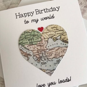 Happy Birthday To My World, Love You Loads Card for Husband, Boyfriend, Other Half Partner, Vintage Map Card, Romantic Card for him UK Shop image 8