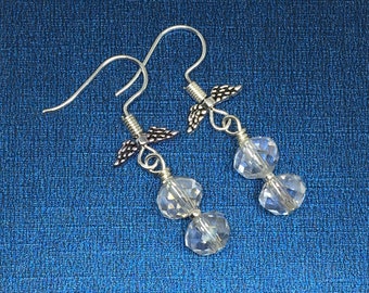 Pendientes colgantes de cristal con ganchos en forma de alas de ángel, pendientes de cristal, pendientes para mujer, regalo para esposa, regalo para mamá, regalo para amiga, tienda en el Reino Unido