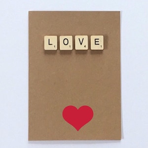 Tarjeta de azulejos de madera de amor, tarjeta romántica, tarjeta te amo, San Valentín, Galentines, aniversario, esposa-marido-novia-novio-pareja Reino Unido