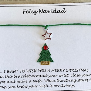 Feliz Navidad verstellbarer Stern Charm Wunsch Armband, Unisex Geschenk, Strumpffüller, UK