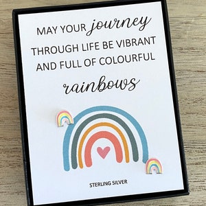 Möge Ihre Reise durch das Leben lebendig sein, Sterling Silber Regenbogen Ohrstecker Geschenk für sie, Damen Ohrringe, UK