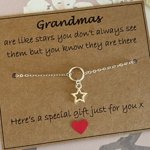 Les grands-mères sont comme des étoiles Bracelet en argent Cadeau, Infinity Star Charm Bracelet, Cadeau avec carte pour une grand-mère spéciale, Cadeau d’anniversaire-Noël Royaume-Uni