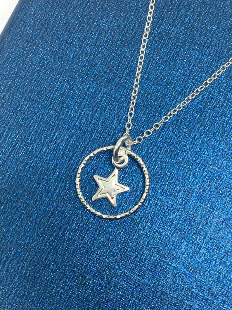 Gift for Her Uk Seller Sterling Silver Star and Eternity Ring Pendant Silver Star Necklace Everyday Necklace Silver Eternity Necklace