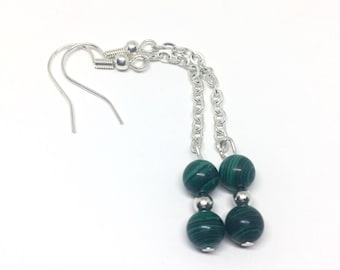 Malachite Earrings, Gemstone Jewellery, Malachite Earrings, Boho Earrings, Long Earrings, Silver Earrings, Gift for her, Gift for mum,