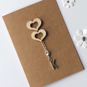 Tarjeta de recuerdo inicial personalizada, tarjeta de regalo de encanto inicial, regalo personalizado, interior en blanco, tarjeta Kraft marrón, tarjeta de amistad, sólo para decir