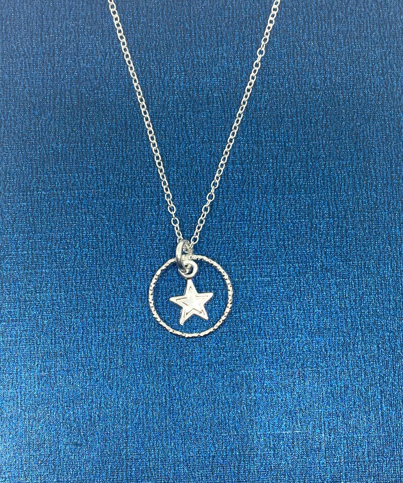 Gift for Her Uk Seller Sterling Silver Star and Eternity Ring Pendant Silver Star Necklace Everyday Necklace Silver Eternity Necklace