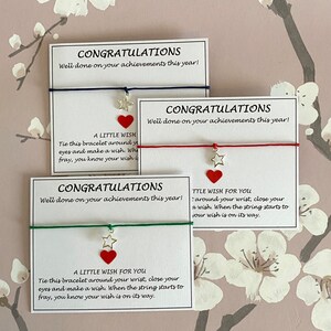 School Leavers Congratulations Gift Wish Bracelet Card, Well Done Achievement Gift for Pupils-Students, Graduation-University-College, UK