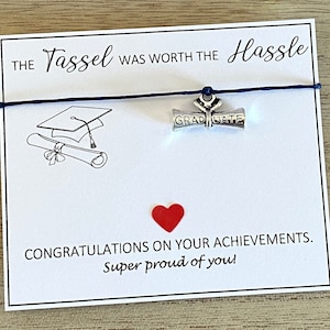 La nappa valeva il regalo di laurea Hassel, braccialetto di laurea, braccialetto per lui, gioielli di laurea per lei, biglietto di congratulazioni