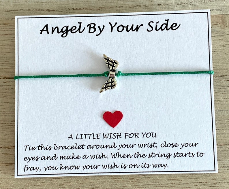 Angel Wing Wish Bracelet, Angel By Your Side Bracelet, Guardian Angel Bracelet Gift, Memorial-Remembrance Gift, Choice of Colours, UK Shop image 2