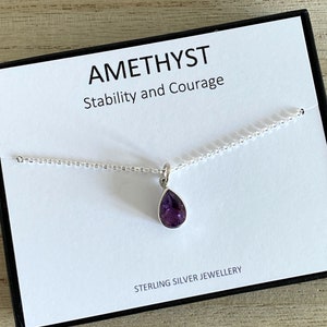 Sterling Silver Amethyst Necklace, Genuine Amethyst Gemstone Pendant Necklace, February Birthstone, Gift for Her, Friend-Family, UK Shop