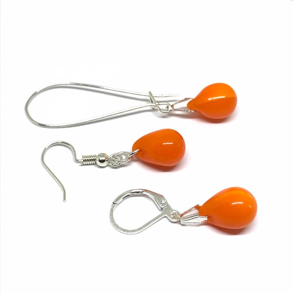 Orange Drop Earrings Etsy UK