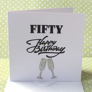 Cincuenta tarjeta de cumpleaños, tarjeta de cumpleaños 50 para mamá, hija, sobrina o hermana, tarjeta de cumpleaños para ella, en blanco en el interior, Reino Unido