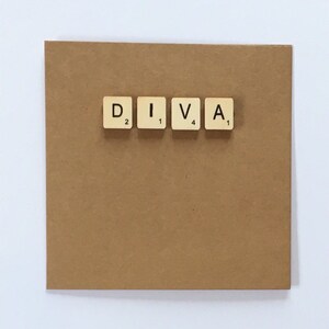 Diva Holzkachel Karte, Geburtstagskarte, Diva Karte, Geburtstagskarte Freund, du bist eine Diva, Best Friend Card, Uk Shop
