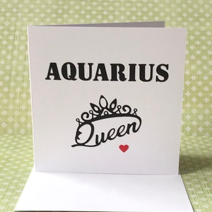 Cartão do Zodíaco Rainha Aquário, Cartão de Aniversário do Zodíaco, Cartão do Zodíaco, Cartão Você é Minha Rainha, Cartão para Ele, Em Branco Dentro, Cartão de Aniversário, Reino Unido