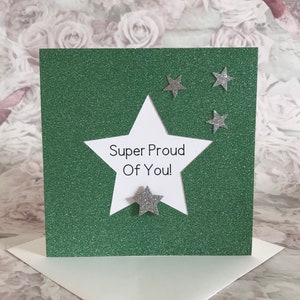 Super Proud Of You Glitter Star Card, Proud Of You, Well Done Card, New Milestone, New Job, Graduation, Congratulations, You did it, UK Shop
