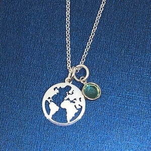 Bijoux en argent sterling, collier carte du monde, collier en argent, accessoires globe-trotter, collier globe, collier en argent, cadeau pour elle